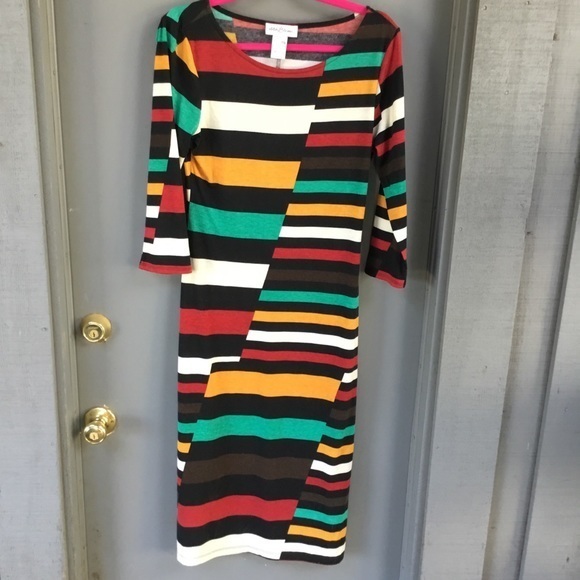 Fun Uniquely color block striped dress - Picture 1 of 4